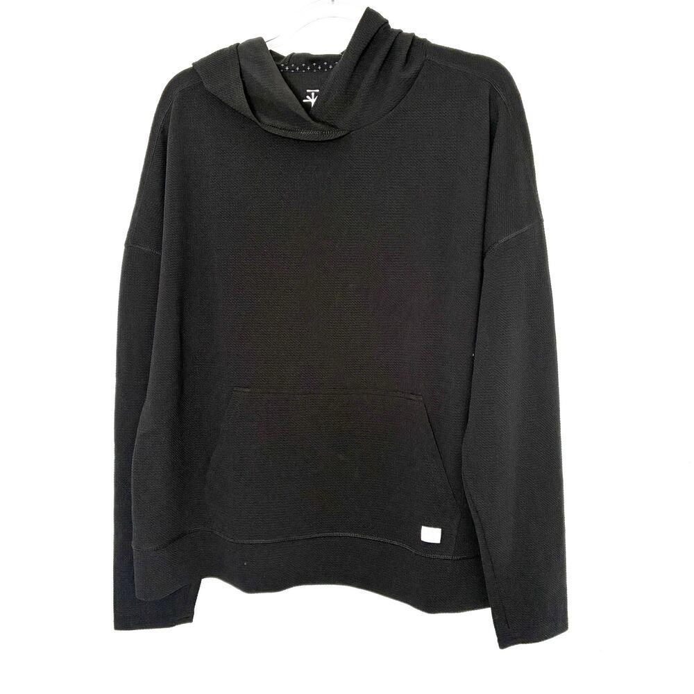 SOYBU Black Textured Pullover Hoodie Sweatshirt Recycled Polyester NWT Womens XL
